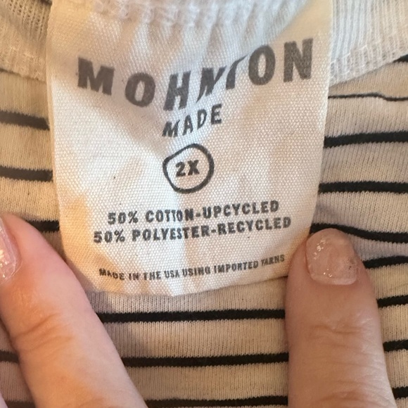 Mohnton Made Scoop Neck Boxy Tee White/Black Stripes Size 2X - Picture 4 of 9